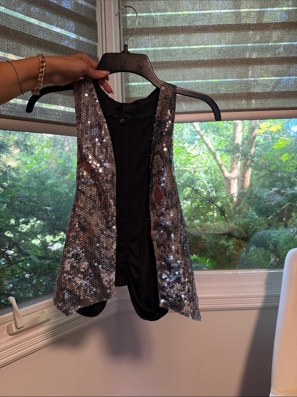 Sequin Open-Front Women’s Vest - Silver